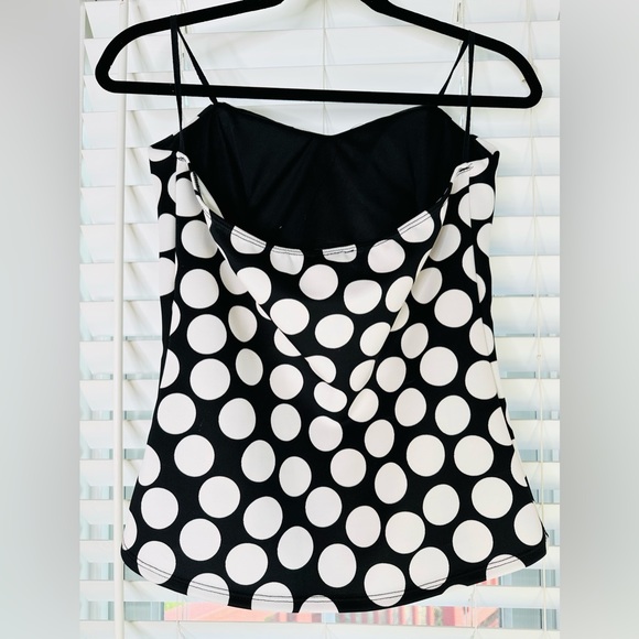 💚 BLACK AND WHITE POLKA DOT DEB SWEETHEART STYLE TOP WITH SHELF BRA 💛 - Picture 3 of 7